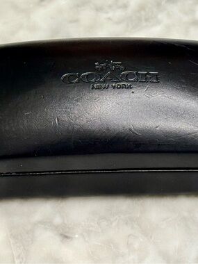 Coach Black Leather Sunglasses Case with Embossed Logo - EUC